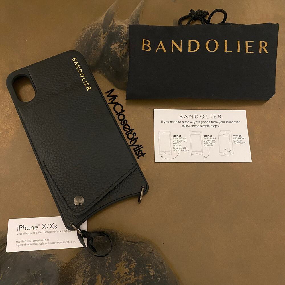 BANDOLIER Black Leather iPhone 10/10S Crossbody CASE NWT New with tags! UNISEX